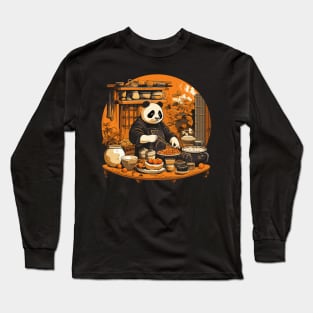 Panda Food Passion: Cuddly Charm Ramen Panda Feast Mode: Culinary Cuteness Long Sleeve T-Shirt